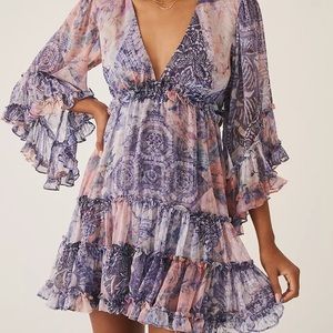 Misa Los Angeles Patchwork Tunic Mini Dress